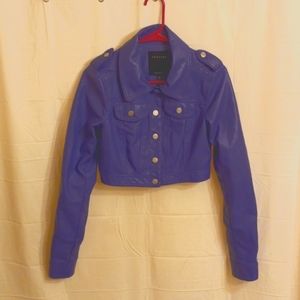 Purple Leather Crop Jacket